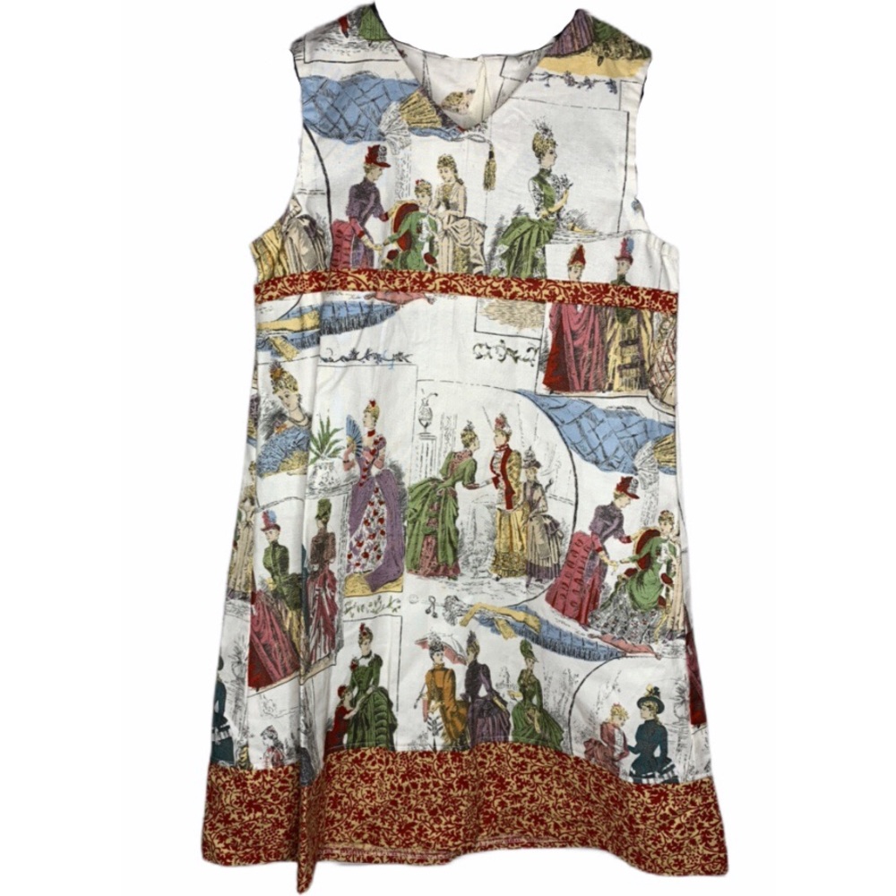 Victorian Ladies Cotton Print Hand Crafted Dress little girls size 5T Adorable